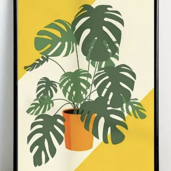23"Lx16"W Retro Split Leaf Philodendron Tropical Houseplant Canvas Art Print New - Picture 4 of 4